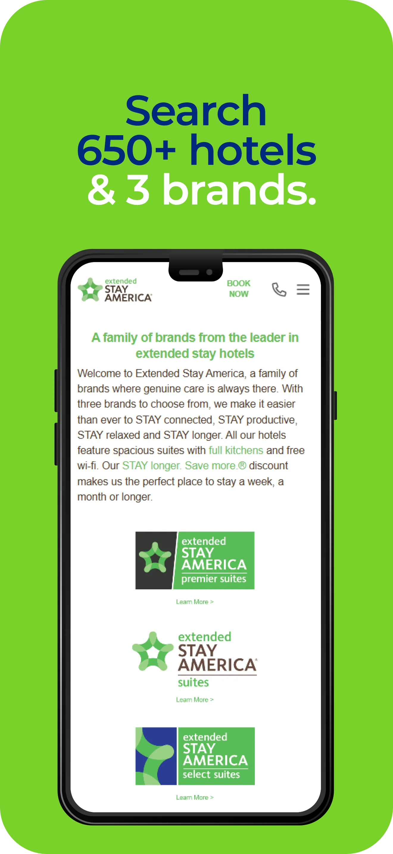 Extended Stay America mobile app preview on iPhone